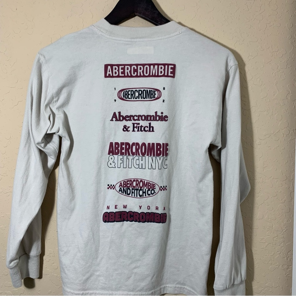 Abercrombie & Fitch Kids Long Sleeve Beige New York Graphic Shirt Sz 13/14 - Picture 2 of 7